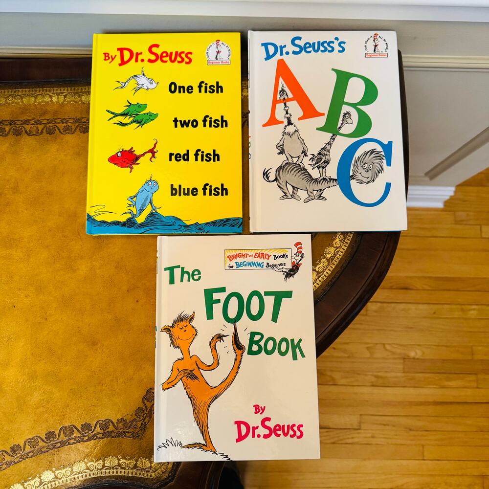 Dr Seuss One Fish Two Fish Red Blue Fish, ABC, The Foot Book Beginner Books NEW